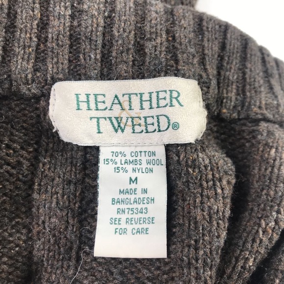 Heather Tweed Mens Henley Sweater Gray M - Picture 3 of 3